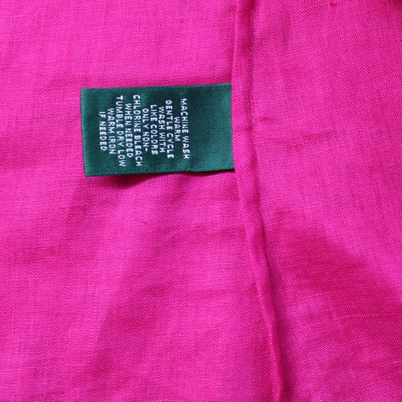 Lauren Ralph Lauren Fuchsia Color Button Up 3/4 Sleeve 100% Linen Blouse - Picture 7 of 7